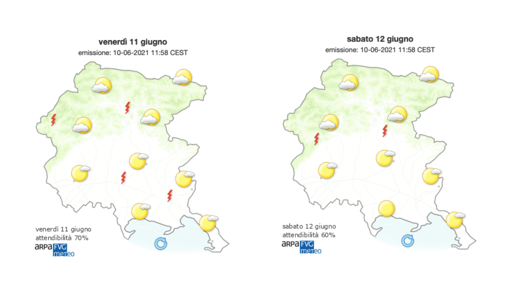 Immagine per Qualche nuvola sul Goriziano, possibile pioggia nel pomeriggio